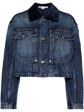 Dark vintage corduroy detailed denim jacket vintage dark