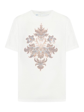 White T-shirt With Beaded Embroidery