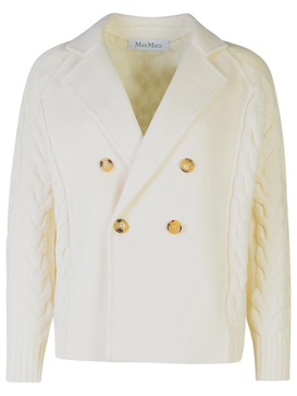 Max Mara 'Micio' White Wool Blend Cardigan Woman