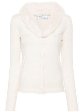 Blumarine Beige Fine Faux Fur Cardigan