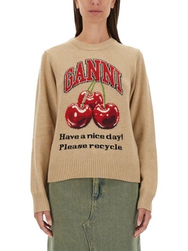 Ganni Pullover With "Cherry" Graphic