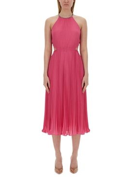 Michael Kors Pleated Georgette Dress With Cut-Out Details