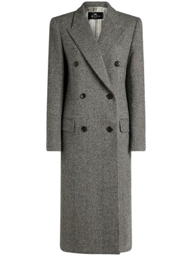 herringbone-pattern double-breasted coat 