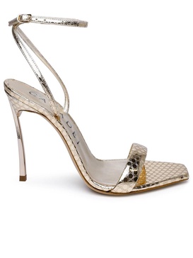 Casadei 'Superblade Atomium' Platinum Laminated Fabric Sandals