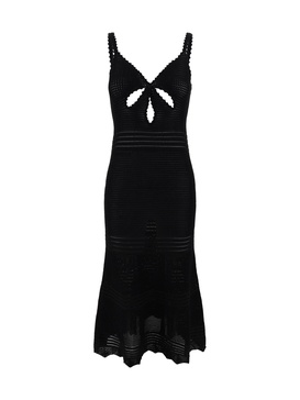 Self Portrait Black Crochet Cut Out Midi Dress