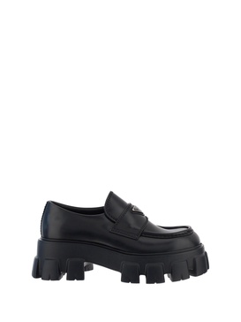 Monolith logo-embellished brushed leather loafers