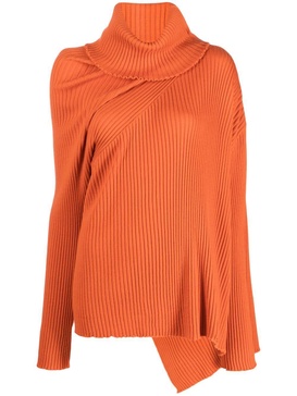 MERINO WOOL TURTLENECK DRAPED JUMPER