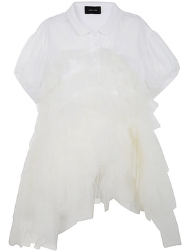 Simone Rocha Puff Sleeve Tulle Frill Polo Shirt Clothing