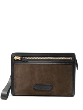 Tom Ford Suede And Smooth Calf Leather Medium Zipper Pouch Bags