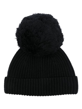 pompom-embellished wool beanie