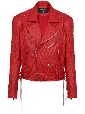 Balmain Quilted Lambskin Biker Jacket Clothing