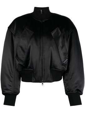 Black Satin Bomber Jacket