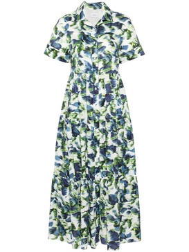 Floral tiered cotton poplin midi dress