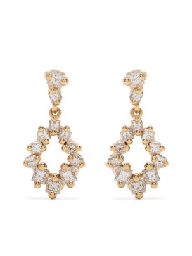 18kt yellow gold Princess diamond pear drop earrings