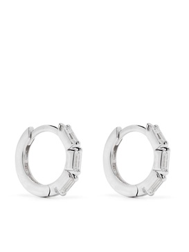 18K white gold Bold Triple Diamond Huggies hoop earrings