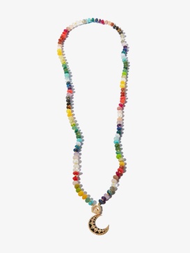 18K yellow gold rainbow gemstone beaded necklace