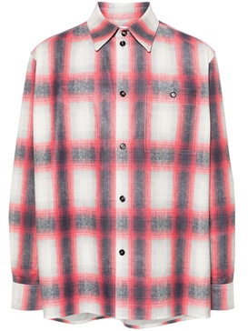 Grey Plaid-Check Leather Shirt