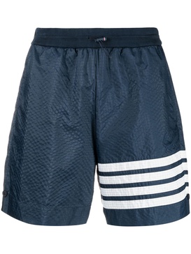 Blue 4-Bar Stripe Ripstop Track Shorts