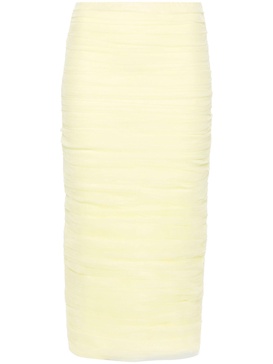 Yellow Draped Tulle Pencil Skirt