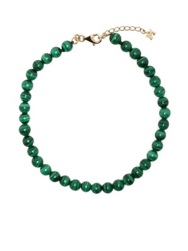 14K yellow gold malachite bead bracelet