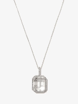 14kt White Gold Diamond and Quartz Secret Initial necklace