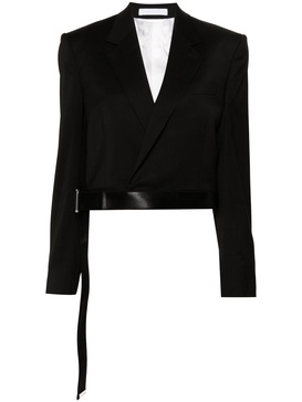 Black Cropped Virgin Wool Blazer