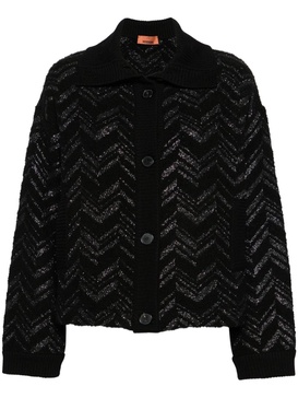 zigzag-woven lurex-detailed cardigan