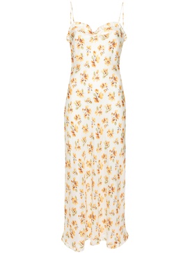 White Calsi Floral-Print Midi Dress