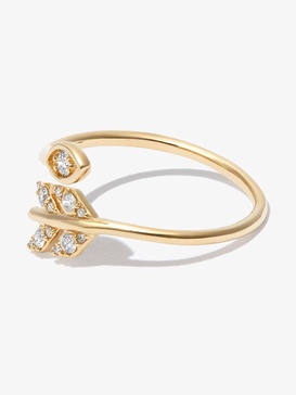 14K yellow gold marquise eye arrow diamond ring