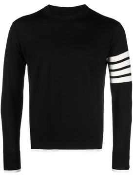 THOM BROWNE Relaxed Crew Neck Merino Pullover with Signature Stripes