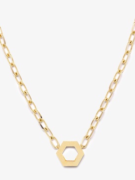 18K yellow gold hexagon foundation necklace