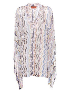 V-neck chevron-intarsia kaftan