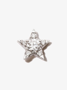 18K White Gold Star Diamond Earring