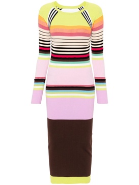 Multicolour Striped Knitted Midi Dress