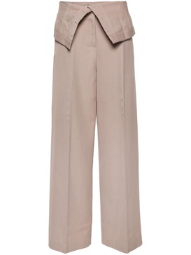 Neutral Folded-Waist Tailored Trousers