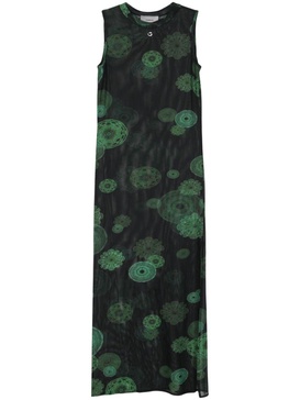 cymatics-print mesh maxi dress