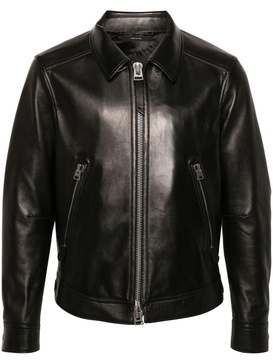 Black Long-Sleeve Leather Jacket