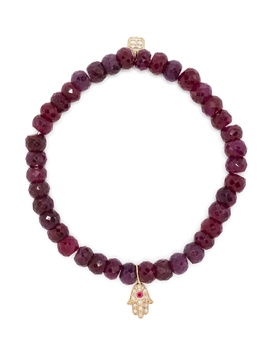 14K Yellow Gold Hamsa Ruby And Diamond Bracelet