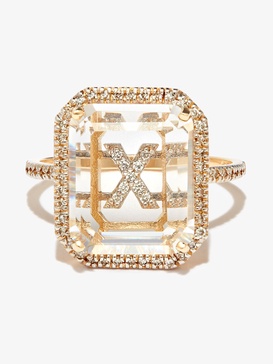 14K Yellow Gold X Initial Diamond Ring