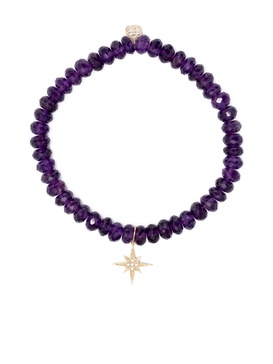 14K Yellow Gold Starburst Amethyst And Diamond Bracelet