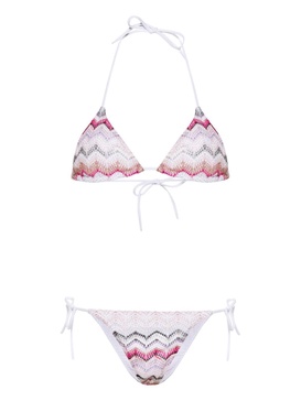 white zigzag crochet bikini