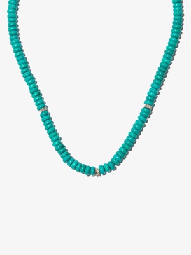 14K yellow gold malachite beaded diamond necklace