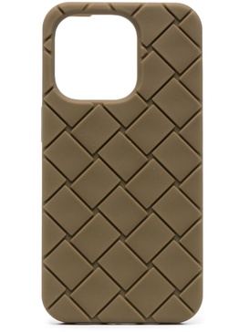 Brown Intrecciato-Pattern Rubber iPhone 14 Pro Case