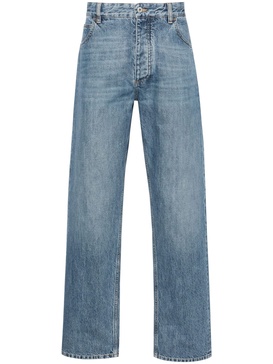 Blue Mid-Rise Straight-Leg Jeans