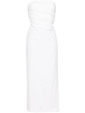 White Strapless Linen Maxi Dress