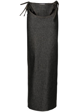 Grey Cut-Out Denim Maxi Skirt