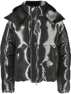 Grey Liquid Metal Down Jacket 