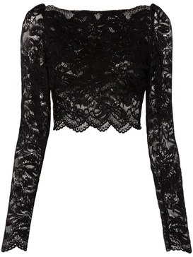 Black Lace Crop Blouse