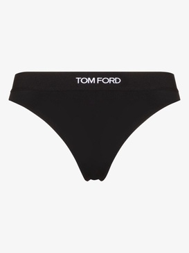 Black Logo Jacquard Thong