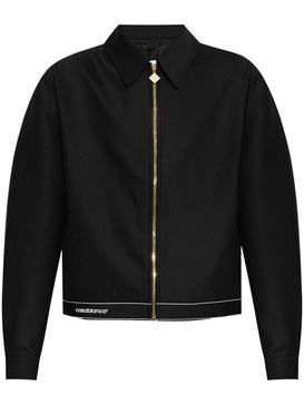 Black Logo-Print Bomber Jacket